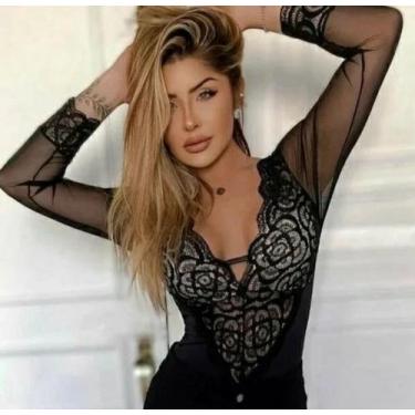 Imagem de Body manga tule com detalhe renda - Nathy Store, Branco, ÚNICO