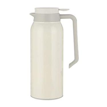 Imagem de Garrafa térmica de café de aço inoxidável de 1,5 L, garrafa térmica a vácuo de parede dupla de grande capacidade, retenção de calor de 12 horas, dispensador de chá, água e café de 1,5 l (branco)