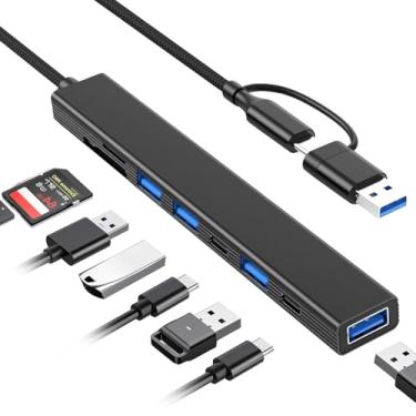 Imagem de Hub USB C 8 em 1 USB 3.0 com leitor de cartão SD, extensor USB VIENON com USB 3.0/USB 2.0, leitor de cartão USB-C e memória SD/Micro SD, adaptador USB C para USB para laptop, MacBook, iPad Pro, iMac -