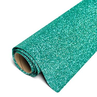 Imagem de Siser Glitter HTV Rolo de 11,8" x 5 jardas – Ferro em vinil de transferência de calor (jade)