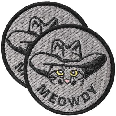Imagem de XMJY Patch de meme de gato, 2 peças de adesivos de moral engraçados de caubói de gato, adesivo tático de gancho e laço para mochilas, arreios de cães, coletes do exército, chapéus, capacetes
