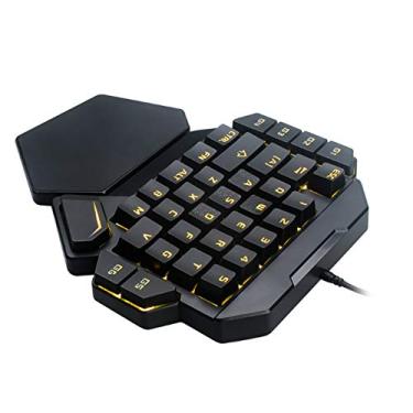 Imagem de Teclado Com Uma Mão Blue Switch, Teclado para Jogos RGB Blacklight de 35 Teclas Com 9 Cores de Luz de Fundo para a Maioria Dos Computadores