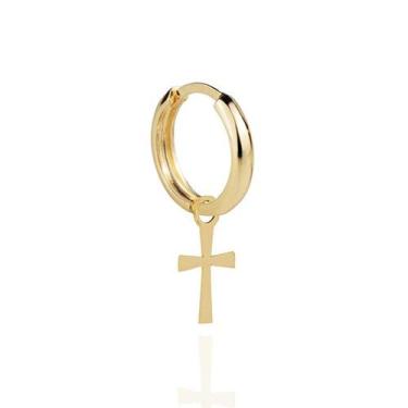 Imagem de Brinco Masculino de Ouro 18k Argola Com Cruz 12mm 1 Unidade - AGAPRIME
