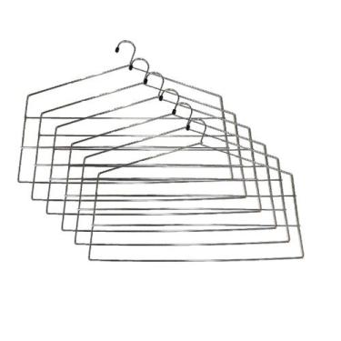 Imagem de 6 Cabides Para Calças Triplo Aço Cromado Reforçado Organizador - Vagui