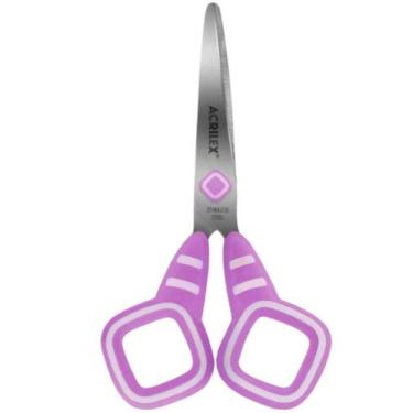 Imagem de Tesoura Escolar Acrilex Quadrado 13 cm ref.22539, Branco e Lilás