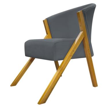 Imagem de Poltrona Decorativa Para Sala Cadeira Reforçada Para Recepção Sala De Espera Consultório You Suede Cinza Braça Amadeirada