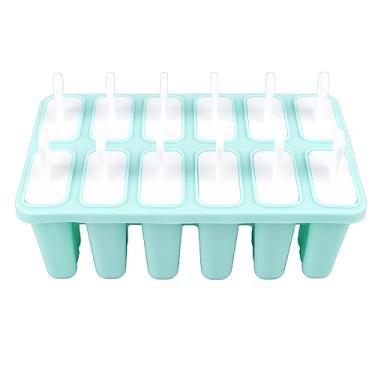 Imagem de Sorvete de 12 Cavidades Com Bastão de Liberação Fácil, Gelo de Silicone Reutilizável Verde para Sorvete, Molde de Silicone para Sorvete
