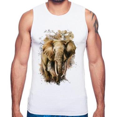 Imagem de Regata Elefante Watercolor - Foca na Moda, Branco, M