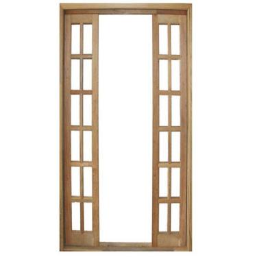 Imagem de Porta Balcão de Correr de Madeira Itaúba Quadriculada Reto Batentes de