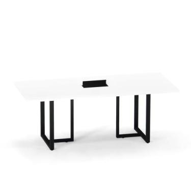 Imagem de Mesa de Reunião Retangular com Power Box Tubular P25 Pandin 2,6 M Bran