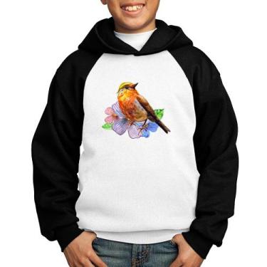 Imagem de Moletom Infantil Pássaro e Flores - Foca na Moda, Branco, Preto, 10