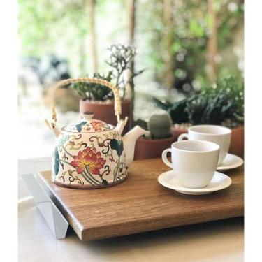 Imagem de Bandeja em Madeira Decorativa para Café Linha Nexo 50x30cm - Branco - 