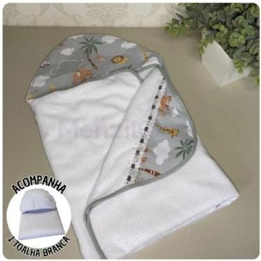 Imagem de KIT 2 Toalhas de Banho Capuz Bebê Estampas - Monzilo Baby Kids, Safari