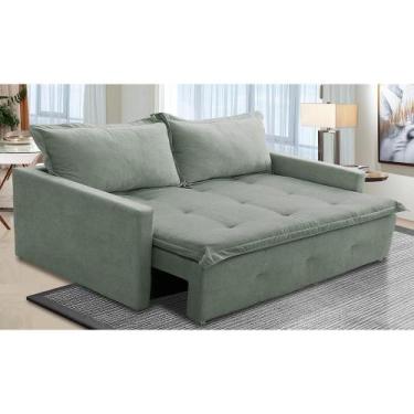 Imagem de Sofá Sem Caixa Retrátil e Reclinável 1,85m com Molas Cloe Boucle Menta