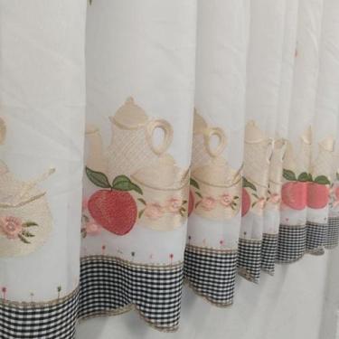Imagem de Cortina Bordada Voal Alto Padrão De Cozinha Copa Luxo 2,50x1,20 - Salv