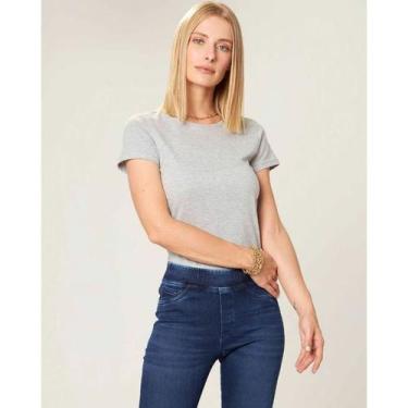 Imagem de Blusa Feminina Gola Careca Manga Curta Básica Malwee R. 4499, Cinza, X