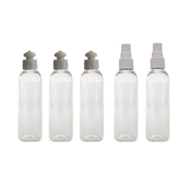 Imagem de 3 Frascos Tampa Push + 2 Spray 100ml Viagem Skincare Shampoo - Incapac