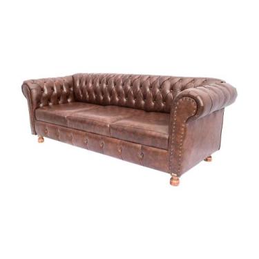 Imagem de  Dois Sofás Chesterfield Capitone Luis XV 1,80cm - Corano Marrom  / De