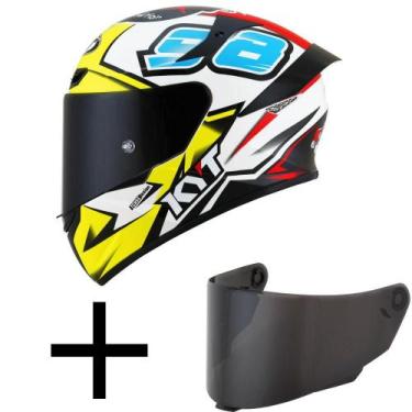Imagem de Capacete KYT TT Course 98 Bomb Branco Mais Viseira Fumê, 62