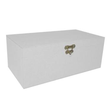 Imagem de Caixa Retangular com Dobradiça e Fecho 26x14x10 Kit 20un Mdf Madeira P