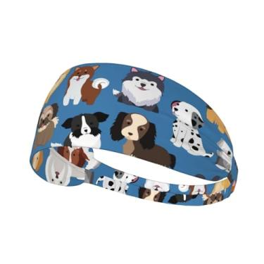 Imagem de DSSWTP Fitas de cabelo fofas de animais para treino de cães, faixas de cabelo para ioga, para fitness, elástico, atlético, antiderrapante, absorvente de cabeça, para homens, mulheres, meninas,