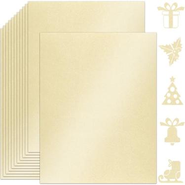 Imagem de Twavang 25 folhas de papel cartolina branco brilhante 21 x 28 cm, papel perolado dupla face 250 gsm/42 kg para álbuns, convites, impressão e cartões DIY