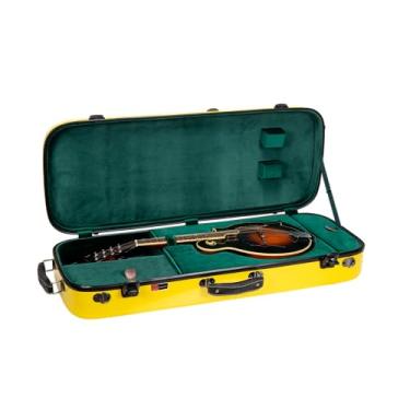 Imagem de Crossrock Capa dupla de fibra de vidro - bandolim universal para estilo A&F, com compartimentos de acessórios, alças de ombro removíveis, TSA Lock-Yellow (CRF2020MAFYL-R)