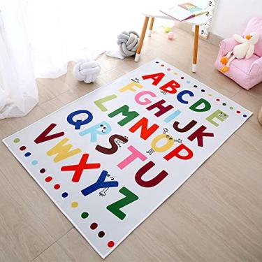 Imagem de Tapete infantil alfabeto, tapete educativo colorido, macio, durável, colorido, animais para quarto de bebê, sala de jogos (letras de desenho animado, 99 cm C x 31,5 L)