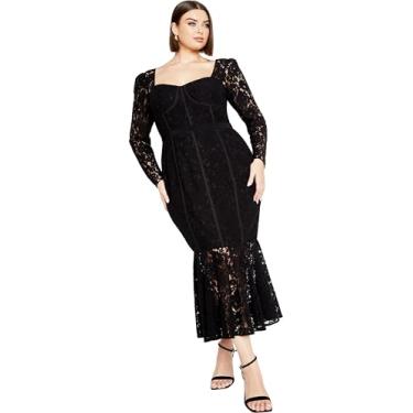 Imagem de City Chic Vestido plus size, vestido Valencia de renda, Preto, 48