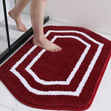 Imagem de COSY HOMEER Tapetes de banho extra grossos para cães - tapetes de banho antiderrapantes macios 100% forte Mirco Polyeste tapete para sala de estar e banheiro absorvente de água (vermelho, 43 x 68 cm)
