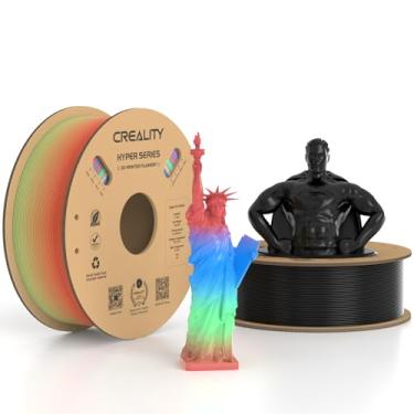 Imagem de Creality Filamento Hyper PLA WildBlossom curto e preto 2 kg, 30-600 mm/s filamento de impressora PLA 3D de alta velocidade, 2 pacotes de carretel de 1 kg (1 kg), precisão dimensional +/-0,02 mm, serve