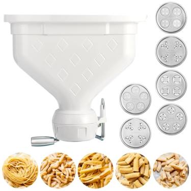 Imagem de Acessório de massa de 6 peças para batedeira KitchenAid, acessório de prensa de massa caseiro com 2 portas de alimentação