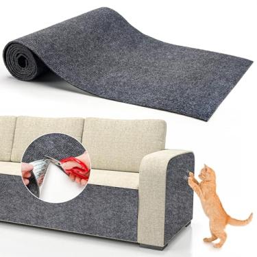 Imagem de PatiencET Tapete arranhador de gato autoadesivo, tapete aparável tapete arranhador de gato para parede sofá porta de chão, protetor de tapete de arranhão de gato para móveis (78,7 x 15,20 cm, cinza