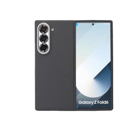 Imagem de Waillynice Capa de fibra de carbono real para Samsung Galaxy Z Fold6, capa de fibra de aramida design fino para Z Fold6 capa de telefone anti-queda (600D (Mag) anel B, Galaxy Z Fold6)