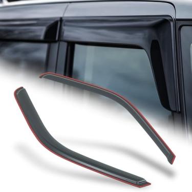 Imagem de M-AUTO Viseiras de janela protetores de chuva/sol compatíveis com 99-15 Ford F-250, F-350, F-450, F-550, defletores de janela de carro com fita, 2 peças