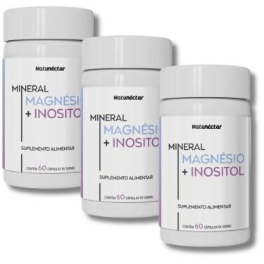 Imagem de Kit Combo 3X Magnésio Quelato com Inositol 180 Cápsulas Suplemento Pre