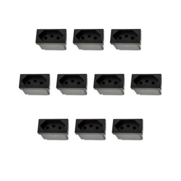 Imagem de Kit 10 Modulos Tomada 10A Preto Borne 615038PT+ Pial Plus+ - Legrand