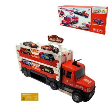Imagem de Caminhao Catapulta com Lancador Toyking Vermelho com Branco com Luz So