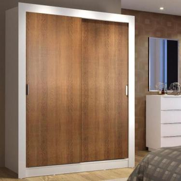 Imagem de Guarda-Roupa Solteiro Madesa Denver 2 Portas de Correr B, Branco/Rusti