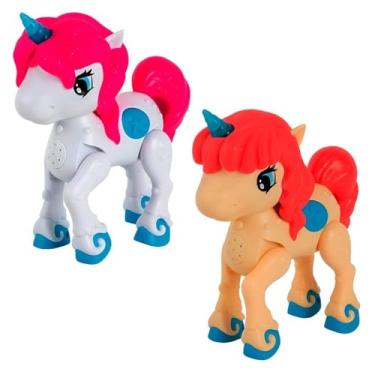 Imagem de Brinquedo Bebê Unicórnio Com Luz Som Diversão Brincadeira (Cabelo Vermelho)