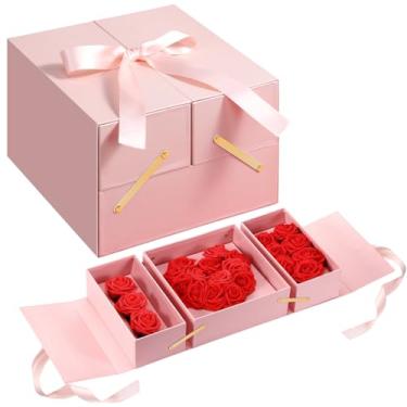 Imagem de LOYIM Caixa de presente vazia I Love You para flores dia dos namorados I Heart You caixa de presente com suporte de inserção de espuma bandeja de rega e tampa, embalagem de chocolate, presente de