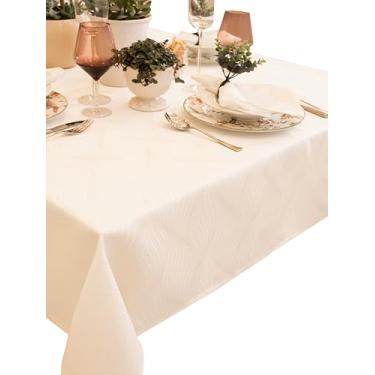 Imagem de Toalha De Mesa Impermeável 8 Lugares, Retangular 1,70 X 2,70 M Jacquard - Ondas Branco