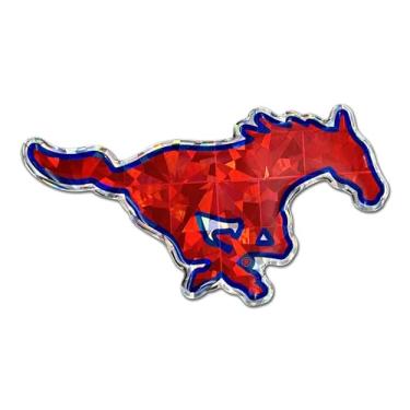 Imagem de Elektroplate Decalque refletivo vermelho e azul oficialmente licenciado SMU Mustangs | Decalque 3D premium para todos os climas para carro, garrafa de água, laptop, tablet, janela, refrigerador, caixa