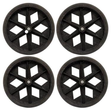 Imagem de Kit 4 Roda Para Carrinho De Feira Comum Pneu Maciço Eixo 9m - MARELAGO