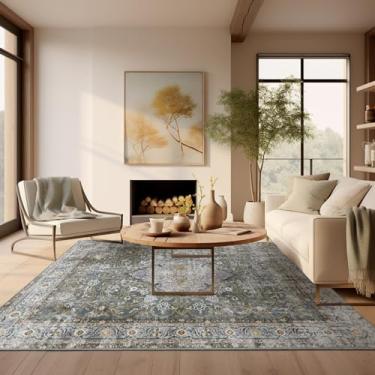 Imagem de Ashler Home Deco Tapete boho, tapetes vintage 15 x 23 cm, tapetes de área grande, tapete marroquino para sala de estar, quarto, cozinha, sala de jantar, decoração de café escuro, tapetes