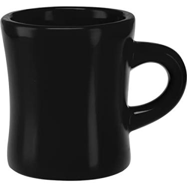 Imagem de Culver Caneca de restaurante pesada de cerâmica estilo Diner retrô de 295 ml, alça em C de dois dedos (preta, 1)