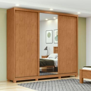 Imagem de Guarda-roupa 3 Portas 4 Gavetas 100% Mdf 1 Porta Glass com Pés Forma Marrom/Bege