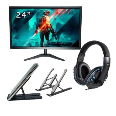 Imagem de Kit 1 Monitor Full HD Led 60hz Headset Gamer E Base Para Celular De Al