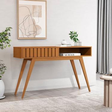 Imagem de Aparador Ripado Açaí com 1 Gaveta 136cm Marrom