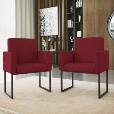 Imagem de Kit 02 Cadeiras Poltrona Decorativa Sala Quarto Base Preto - Balaqui D